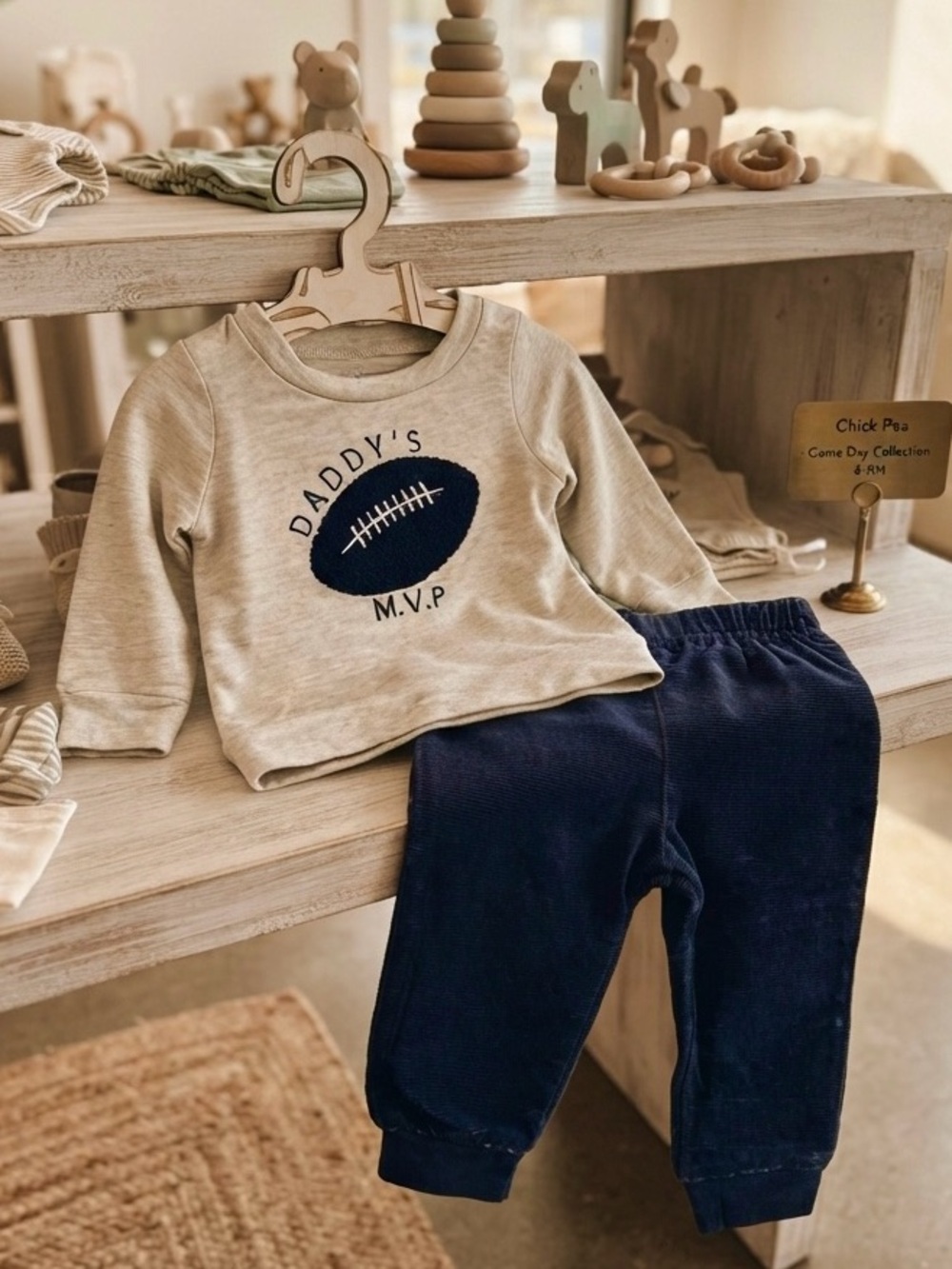 Chick Pea Baby Boy "Daddy's M.V.P" Football Outfit Set - Size 6-9 Months